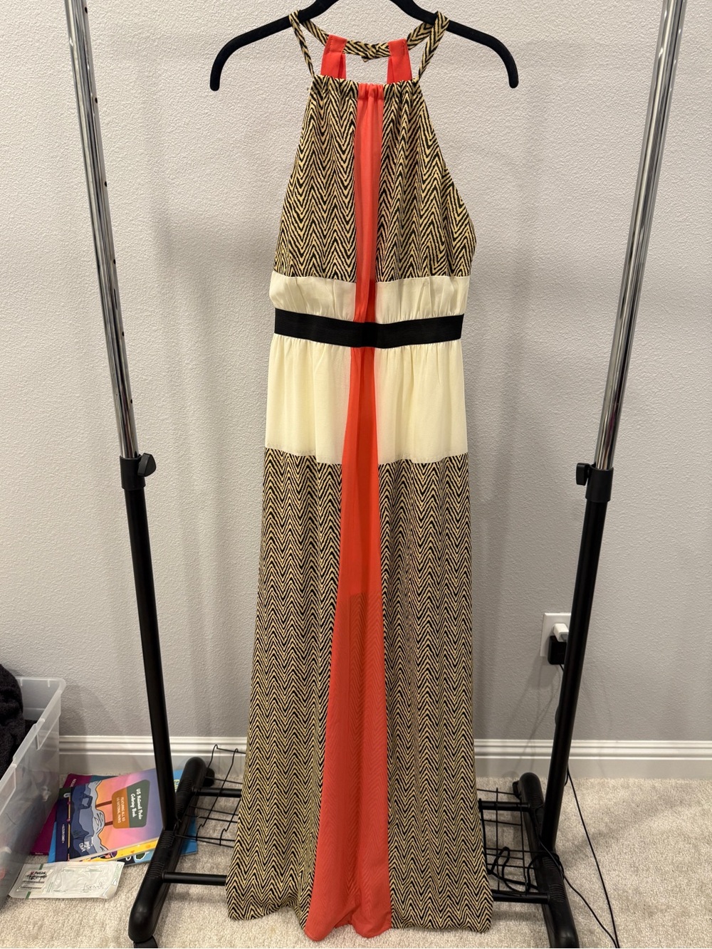 Windsor Halter Maxi Dress in Cream, Black, Coral